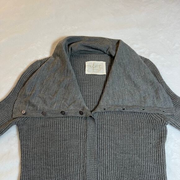 LOFT Lounge Cowl Neck Full Zipper Tunic Sweater Jacket Size Large Cozy Casual - Picture 3 of 9